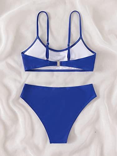 Image of SHENHE Girl's 2 Piece O Ring Bikini High Waisted Spaghetti Strap Cute Swimsuit Bathing Suit