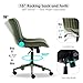 YOUNIKE Home Office Desk Chair with Wheels Armless Vanity Chair with Back Comfy Modern Leather Upholstered Rolling Task Chair Swivel Small Cute Sewing Chair No Arms Wide Adjustable Sage Green