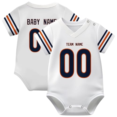 Image of KREDE Baby Clothes Unisex Bodysuit Jersey Style Custom Name Number for Baby Boys