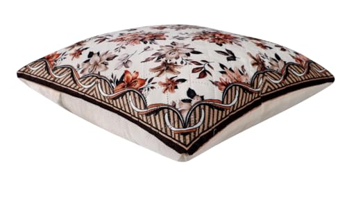 Image of Nendle Printed Holland Velvet Cushion Covers Set of 5, 16 x 16 Inches (40 x 40 cm), Decorative Sofa Cushion Cover with Zipper Closure, Floral Geometric Abstract Bohemian Designs, Multicolor