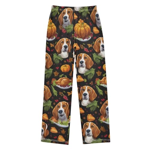 ZZXXB Thanksgiving Day Beagle Boys Long Pants Soft Trousers Elastic Waist Kids Lounge Bottoms with Pockets S-XL