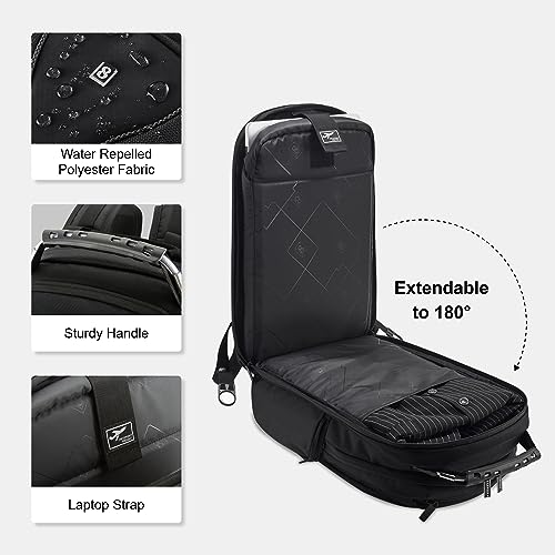 LEVEL8 Laptop Backpack, Work Backpack for Men Women, Travel Computer Bag for Business Fits 15.6" Laptop and Notebook - Black - Image 7