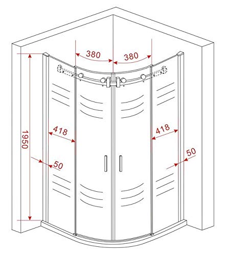 DE BESTE KWART CIRKEL DOUCHECABINE DOUCHE MILLOROW/ 8 MM MET DOUCHEBAK (100 X 100 X 200 CM)