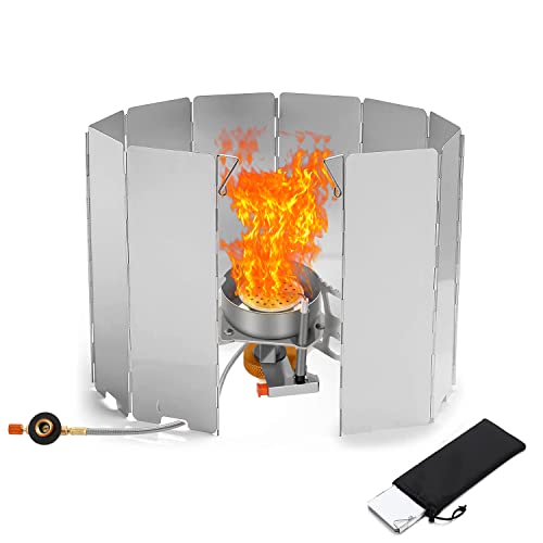 Aohcae Cortavientos para hornillo de gas plegable, 10 unidades, aluminio, cortavientos, plegable, para camping, cocina de gas Cover