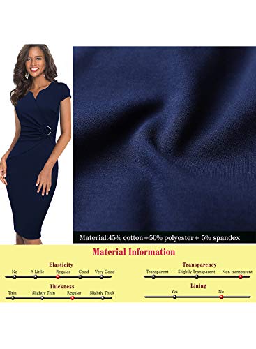 Image of VFSHOW Womens Elegant Notch V Neck Ruched Work Office Business Church Bodycon Sheath Dress