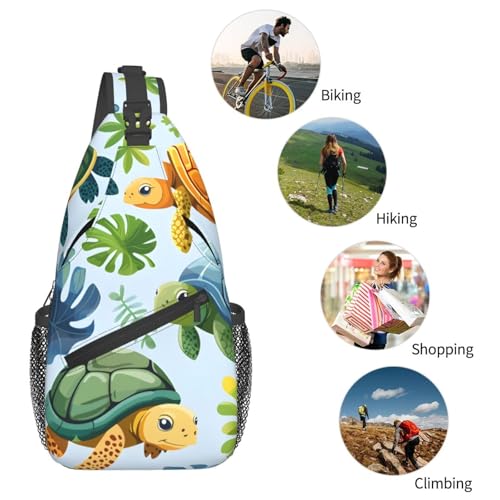 Cute Turtle Leaf Pattern Sling Bag para Mujer y Hombre miniatura 6