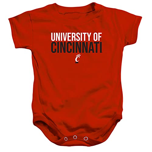 University of Cincinnati Official Stacked Unisex Infant Snap Suit for Baby,Red, 12 Months