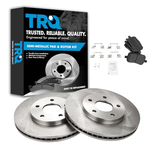 TRQ Front Brake Pad and Rotor Set Semi Metallic Vented Rotors Compatible with 2006-2011 Chevrolet HHR