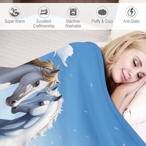 Couverture super douce et moelleuse motif cheval grand format