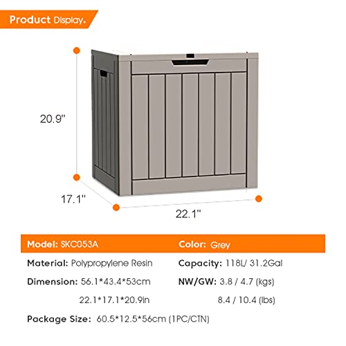 Sumger 30 Gallon Deck Box, Small Deck Boxes Outdoor Waterproof And Uv Resistant,Mini Outside Garden Storage Bin For Patio Cushions,Outdoor Toys, Sports Equipment,Pet Stuff And Pool Accessories #TOP2