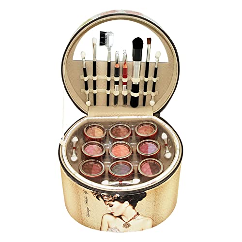 Maletín de maquillaje GLOSS GOLD con paleta mate y brillante para mujer