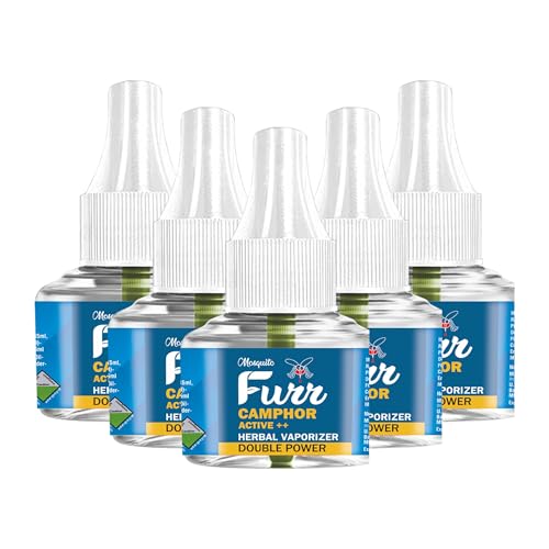 Image of Camphor Active++ Liquid Vapouriser Double Power Mosquito Repellent Vaporiser Refill No Kerosene Oil Poison Free Non- Toxic Chemical-Free (45ml,Pack of 5)