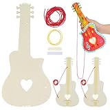 HOODANCOS 4 Piezas Guitarras de Madera para Manualidades DIY y Pintura Infantil Ergonómico para Aprendizaje Musical Casa y Jardín de Infancia