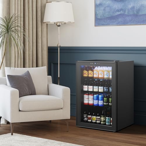 Image of Yeego Beverage Refrigerator Cooler, 155 Cans Mini Fridge with Glass Door Beverage Fridge with Adjustable Shelves for Soda Beer or Wine, Beverage Cooler with Digital Temperature Control for Home Office