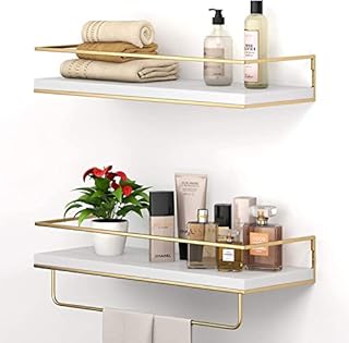 NUCAZA White Floating Shelves Wall Mounted Set of 2 With 18kg Weight Capacity, Hanging Wall shelves for Bedroom, Kitchen, Bathroom, Living Room, Home Office, Storage Organiser - Solid Wood Shelf