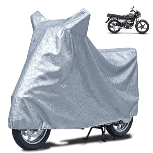 Image of FABTEC Waterproof Bike Body Cover Compatible with Hero Passion Plus, A1 (Silver)