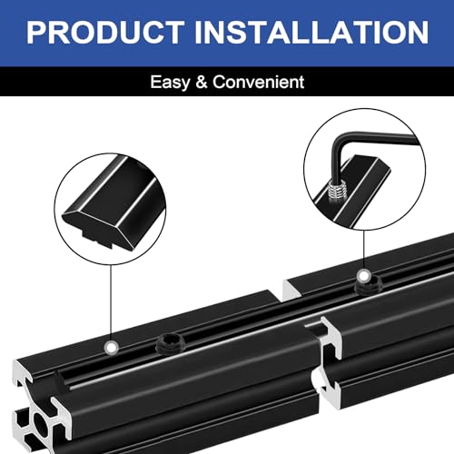 Image of 24pcs Seekliny 3030 Staight Connector Corner Bracket Joint Plate 3030 Hardware T-Slotted Accessories with Screws for 8020 Aluminum Profile 3D Printer Accessories Black