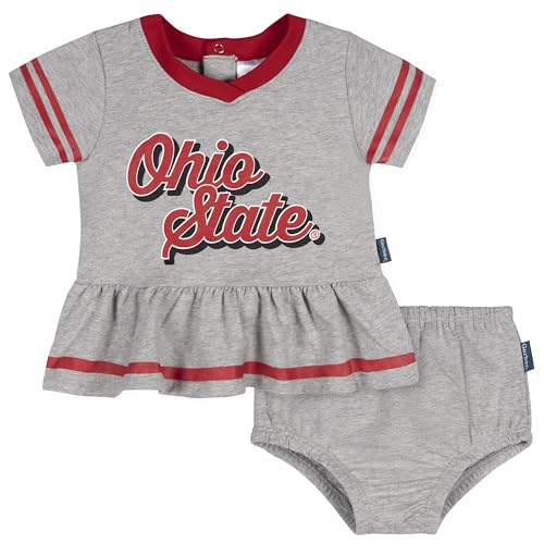 Gerber Baby Girls Toddler NCAA College Team Cheer Dress & Bloomer Set Ohio State Buckeyes 24 Months