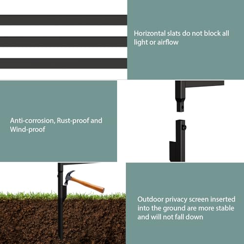 Garden Fence Border 12-Pack Fencing Animal Barrier Black Decorative Fence Panels and Outdoor Dog Fence Border, Privacy Fence Panels for Outside, Metal Patio Privacy Fence for Landscape Lawn Yard - Thumbnail 6
