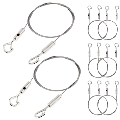 Image of 8 PCS Adjustable Picture Hanging Wire Mirror Frame Kit 1m x1.5mm Heavy Duty Stainless Steel Rope for Mirror Hanging Hardware,Light Lamp,Billboards,Basket Flowerpot Hold Up to 66lbs(30kg)