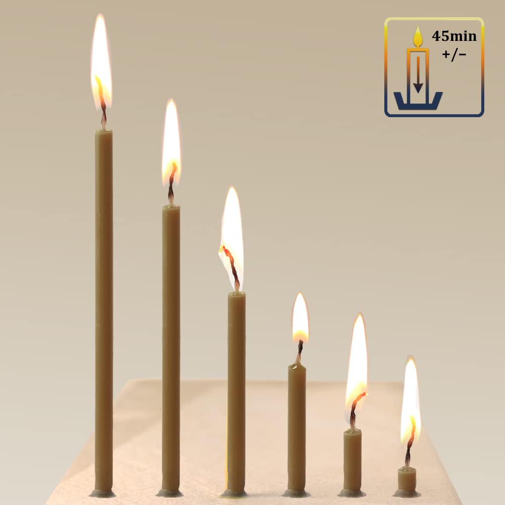 NKlaus 50 x Taper Candles Brown 16 cm Thin Paraffin Candles Soot-Free & Drip-Free Long Burning Time Brown Candles for Decoration Celebration & Autumn 36114 - Image 2