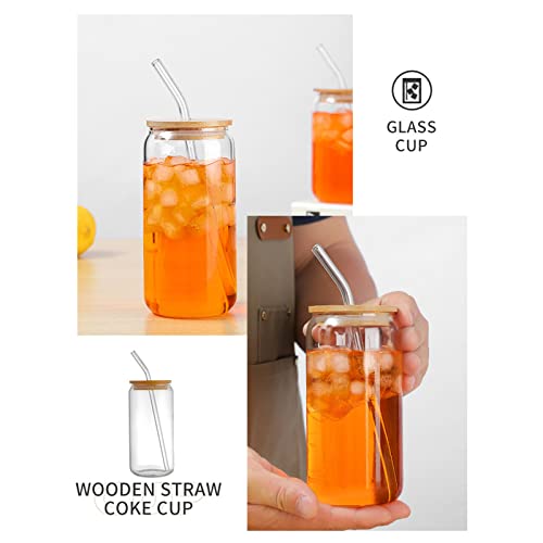 Vasos con tapa bambú y sorbete de vidrio 18oz set 4 pzas miniatura 2