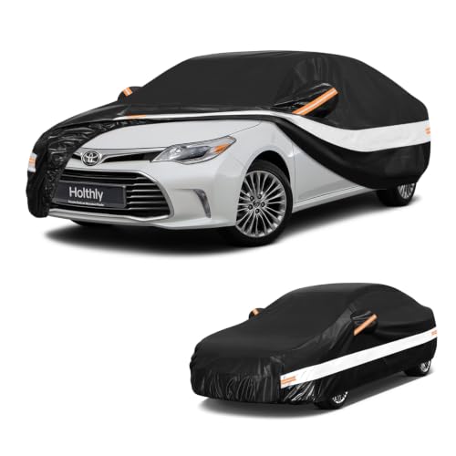 Image of 10 Layers Sedan Car Cover Custom Fit for Toyota Avalon (1994-2026), Waterproof All Weather for Automobiles, Outdoor Full Cover Sun Dust Rain Protection with Cotton. Black