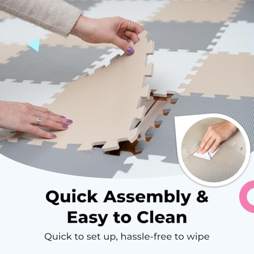 miotetto baby play mat soft foam floor tiles for kids adjustable interlocking foam tiles fits with 50x50 playpen baby mat for crawling amp development safe amp non-toxic playmat for babies 6-12 months