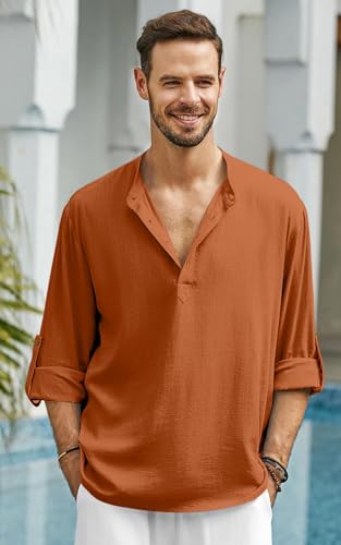 Image of Men's Solid Cotton Blend Regular Fit Mandarin /Chinese Collor Short Kurta for Men