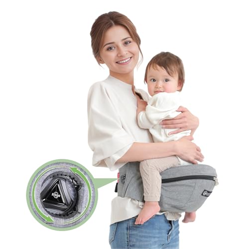 Image of Kerätä Baby Hip Carrier for Newborn to Toddler Up to 45LBS, Ergonomic Front Hip Seat Carrier with Dual Dial Lock and Adjustable Waistband, Infant Hipseat with Pocket Storage for Carrying,Feeding-Grey