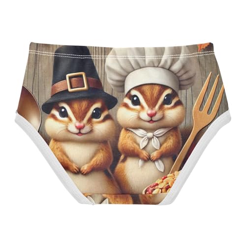 Toddler Underwear Floral 2t Cotton Panties for Girl Florals Undies Kids Briefs Thanksgiving Cute Pilgrim Squirrel2