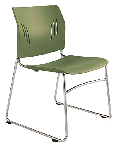 Stackable Reception Chair, Multi-Purpose Armless Chair, Chrome Frame & Black Back and Seat, Superior Lumbar Support (3080BLK)