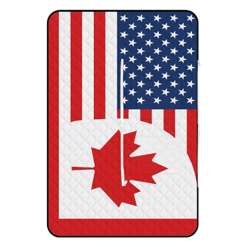 America Canadian Flag Picnic Blankets,Portable Waterproof Foldable Picnic Mat,Sandproof Outdoor Mat for Park Picnic Blanket Accessories for Adults