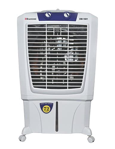 PET & WE Diamond Plastic Tower Air Cooler DM-1601, 75-Litre Inverter Compatible Desert Air Cooler with Honeycomb Pads for Home and Commercial (White and Teal)