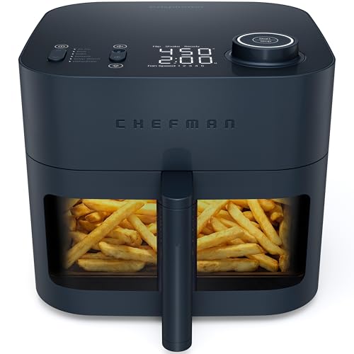 Image of Chefman Crispinator Air Fryer 6-in-1 with 8 Qt capacity, 450°F Max Temp with TurboFry Pro Technology for Fast and Even Results, Viewing Window, Nonstick Ceramic Basket