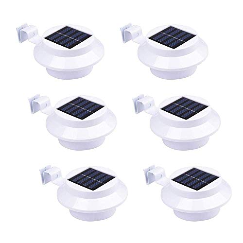 6 Stück Solarlampe Gartenlampe Außenlampe Solarleuchte Zaun Wandleuchte Wandlampe Gartenzaunlichter Weißes Licht mit 1300mAh AA Ni-MH Batterie Cover