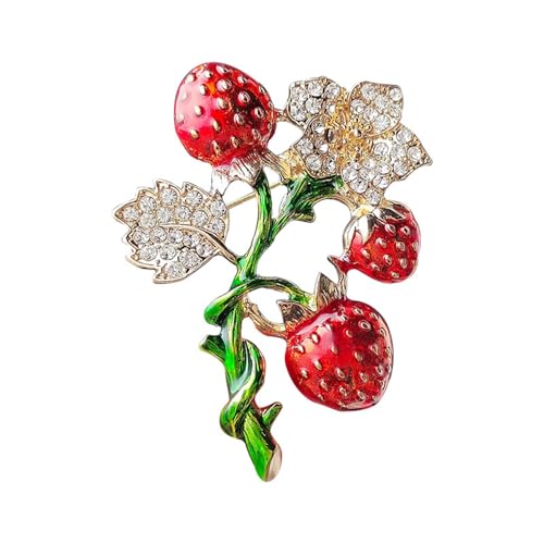 Image of coadipress Cute Strawberry Enamel Brooch Pins for Women Red Strawberry Dripping Oil Fruit Brooches Fashion Elegant Fruit Lapel Pin Badge Jewelry Gift