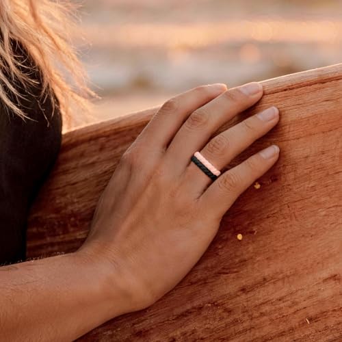 Image of Egnaro Women's Silicone Anniversary Rings, 2.5mm Wide 1.8mm Thick Stackable Rubber Wedding Band, Thin Stylish Comfort Fit Silicone Ring for Nurse, Workout, Work, Pregnancy, Travel, Daily Gift