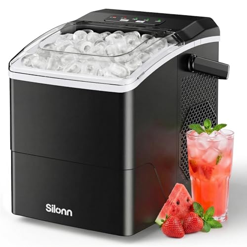 Image of Silonn Countertop Ice Maker, 26 lbs /Day Fast Ice in 6 Mins, Compact Self-Cleaning Ice Machine for Home, Kitchen, Office & Parties, Black