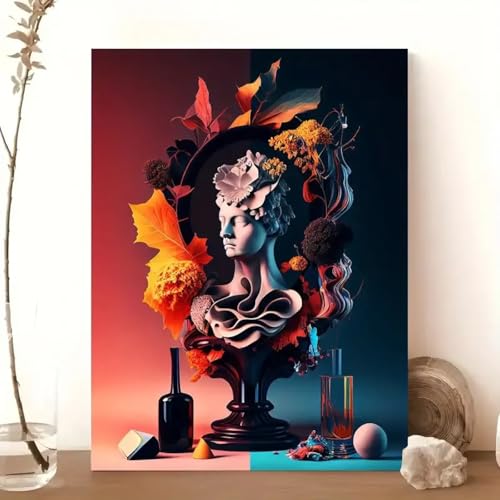 Tableau femme lèvres rouges artistique | Toile murale salon élégante 60x80 cm
