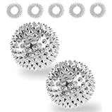 zocipro 2pcs palline magnetiche antistress con 5 anelli massaggio dita, palle massaggio magnetico, palle massaggio riccio 32mm, massaggio palle riccio abilità per alleviare lo stress o massaggio