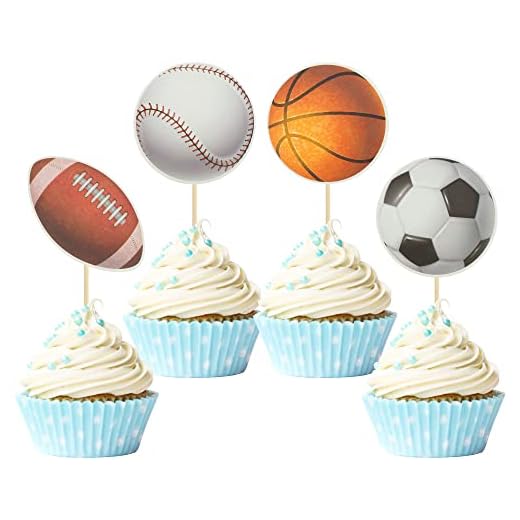 Gyufise 36 Pack Sports Cupcake Toppers Baseball Rugby Cupcake Picks Basketball Toothpicks Soccer Ball Football Cake Decor for Boy Happy Birthday For Sports Ball Game Theme Party Supplies Decoration