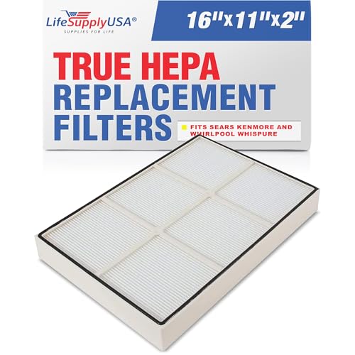LifeSupplyUSA True HEPA Filter Replacement Compatible Whirlpool Whispure Air Purifier AP150 AP250 Sears Kenmore 83353, 83374 83234 SMALL