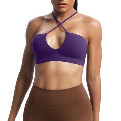 Image of Aoxjox Women's Workout Sports Bras Jamie Deep V Fitness Training Gym Bra Yoga Crop Tank
