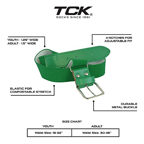 TCK Baseball/Softball Adult Belt & Socks Combo Set (Kelly, Medium) - Kelly Green,Medium