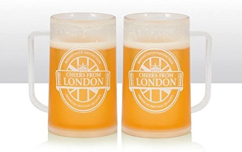 SOUVENIRZ London Beer Mug, Ceramic, 400ml, Insulated, White, Novelty, Reusable, Cylinder, Casual, Hand Wash Only