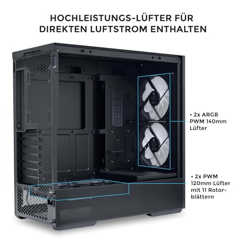 Image of Lian Li Lancool 207 Black Cabinet with 4 Fans