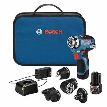 BOSCH GSR12V-300FCB22 12V Max Drill/Driver 5-In-1 Flexiclick System | Drill holes in tight spaces, cordless drills for driving screws, battery drill, (2) 2.0 Ah Batteries