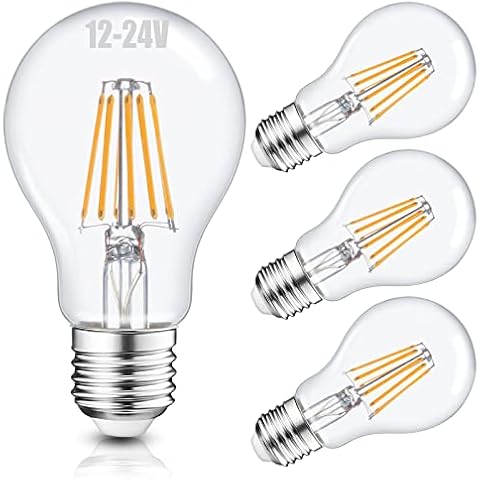 Haian Support Efficient 12V LED Bulb 6W 600Lm - E26/E27 Base - 12-24V AC/DC - 4 Pack - Ideal for Off-Grid Solar Battery Systems, RVs, Marine Lighting - Energy Saving 60W Equivalent - Warm White 2700K Cover