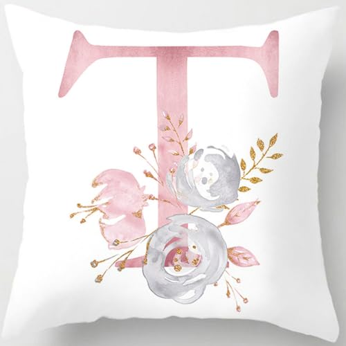 Tillskuch Fundas de cojín decorativas cuadradas del alfabeto, fundas de almohada para decoración del hogar, fundas de almohada para sala de estar, sofá, dormitorio, con cremallera invisible, 45 cm x